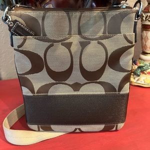 Coach classic monogram C cross bag in gold and brown